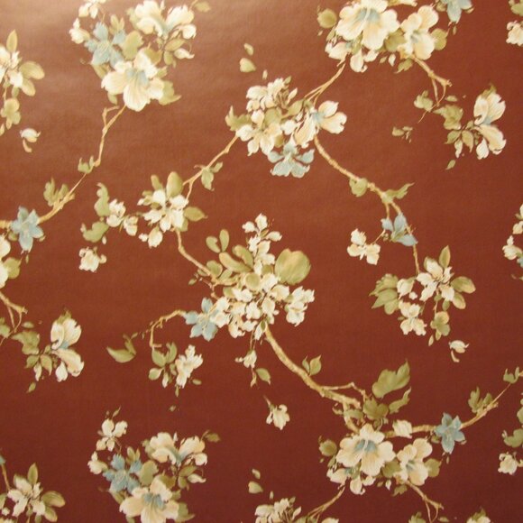Vintage 1980s Brown Floral Wallpaper - Picture 3 of 11
